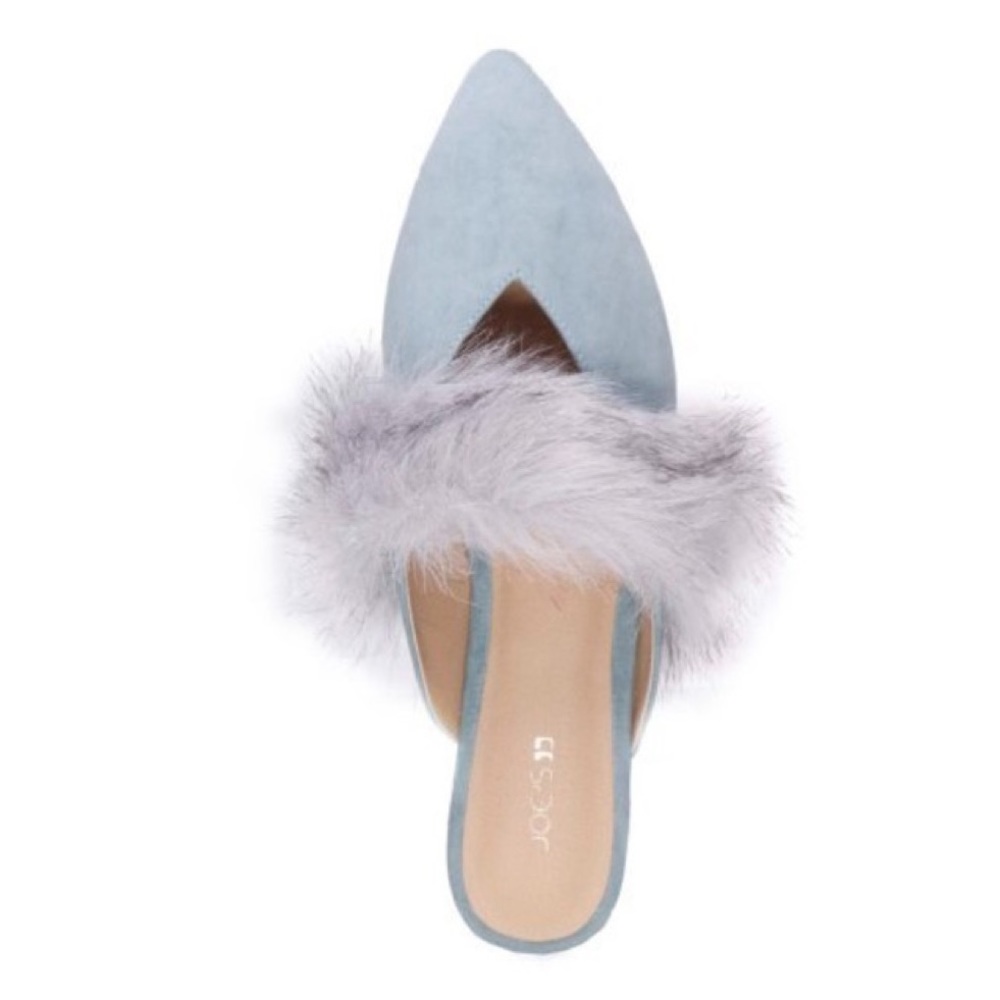 NEW Joe's Angelique Faux Fur Mule Blue 8